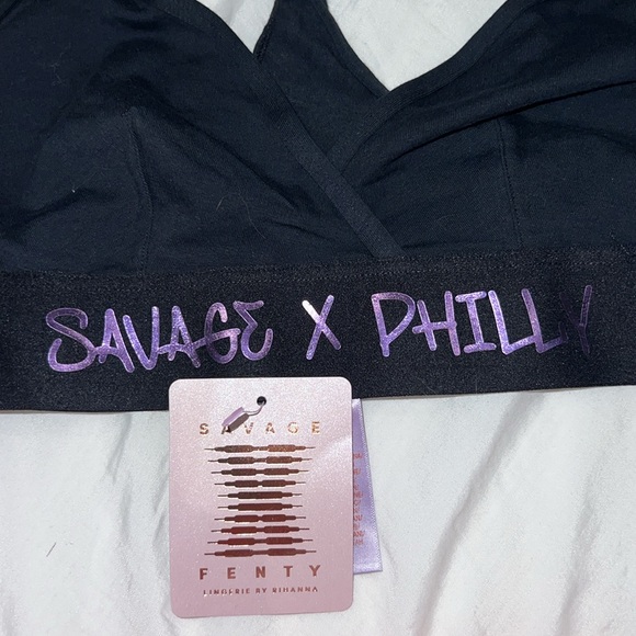 Savage x Philly bra bralette black with purple logo - Picture 2 of 6